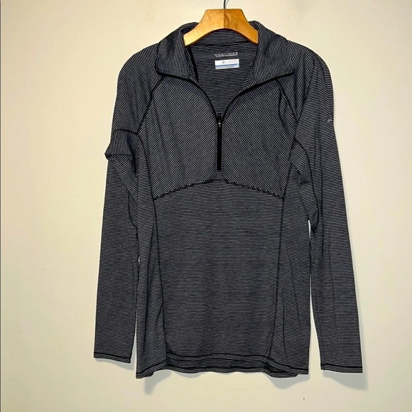 Women’s COLUMBIA omniwick active quarter zip pullover striped exercise top sz M - Picture 1 of 5